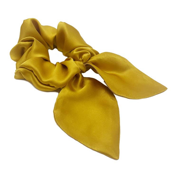 Marigold Silk Bow Scrunchie for wholesale by Krystell Barraza