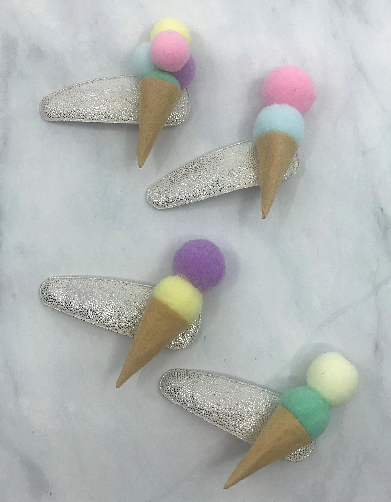 littletwinkleco - Wholesale Hair Clip - Kids - Ice Cream Hair Clips Set | Pastel Felt | Girls Hair Clips |2