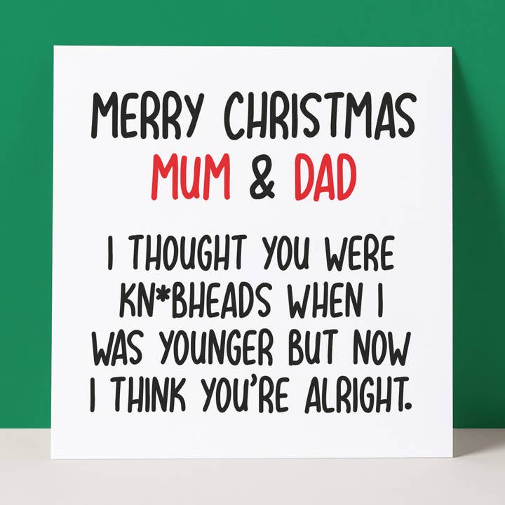 KNOBHEAD MUM & DAD - CHRISTMAS CARD for wholesale by Pack a Punch Designs
