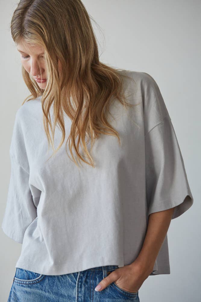 By Together - Wholesale Knit Top - Women's - L8688 | Knit Cotton Crew Neck Drop Shoulder Short Sleeve Top4