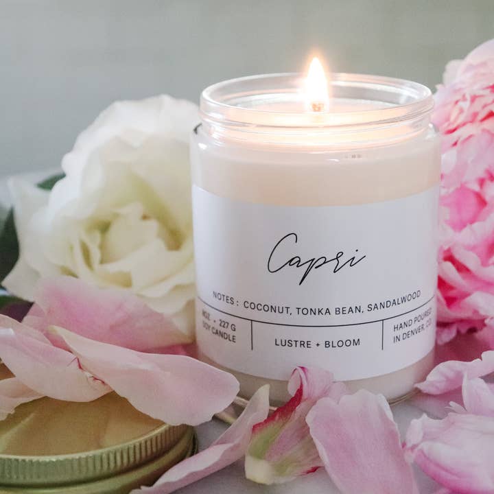 Capri Soy Candle | Natural Soy Wax Candle | Hand-Poured Scented Candle for wholesale by LUSTRE + BLOOM