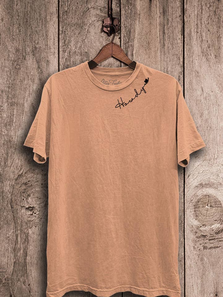 Lotus Fashion Collection - Wholesale Screen Printed T-Shirt - Women's - Howdy Cowboy Hat Graphic Top