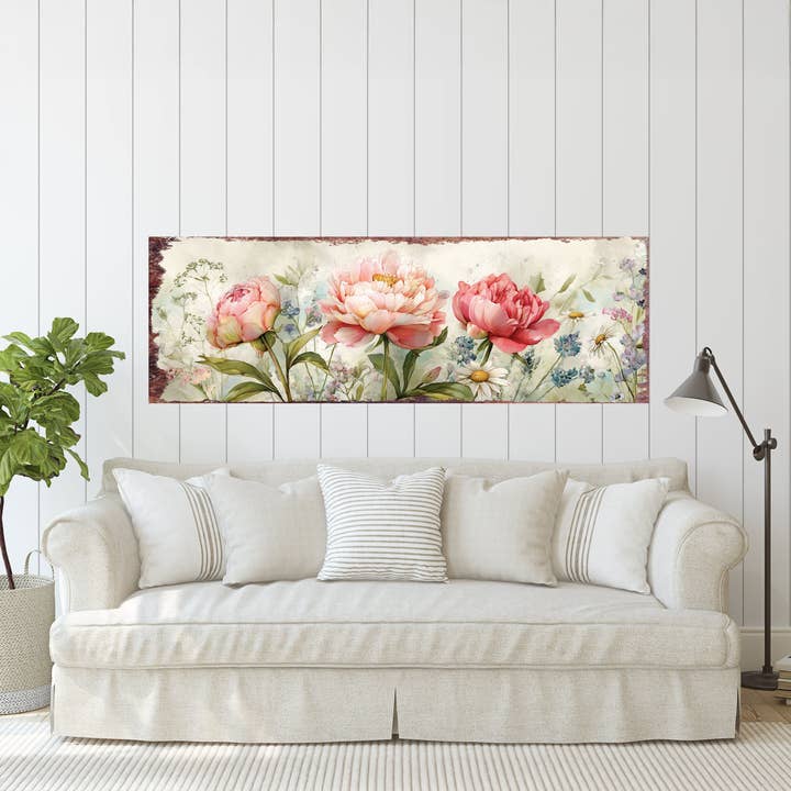 Spring Peony Wall Art | Rustic Farmhouse Floral Home Decor for wholesale by TX USA Corporation