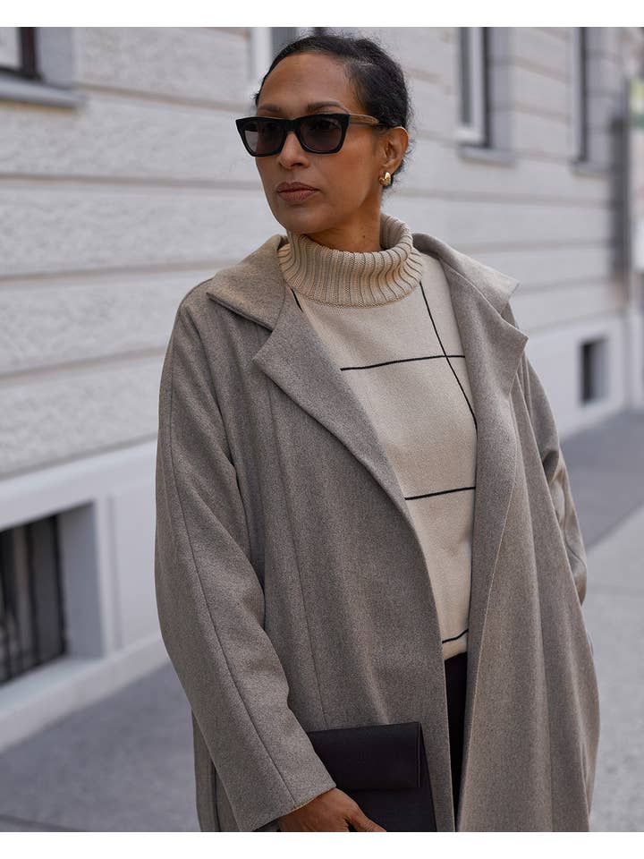 Mila.Vert - Venta al por mayor Abrigo - Mujer - Abrigo oversize con cuello alto