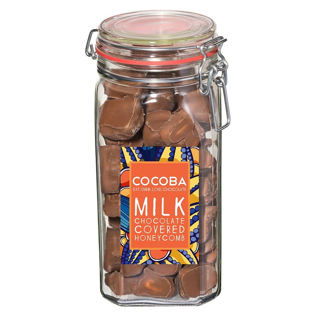 Cocoba – wholesale Chocolate-covered sweets – Milk Chocolate Covered Honeycomb Jar0