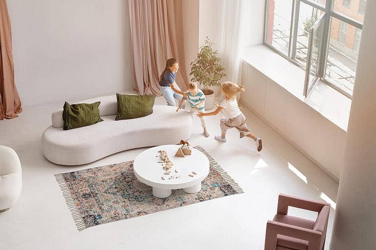 Abbott – Tapete por atacado – Tapete de chão estampado azul e marfim-4x6'L3