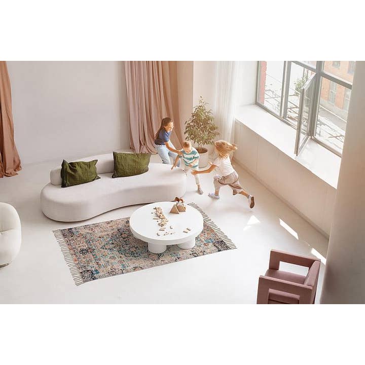 Abbott - Wholesale Area Rug - Blue & Ivory Printed Floor Rug-4x6'L3