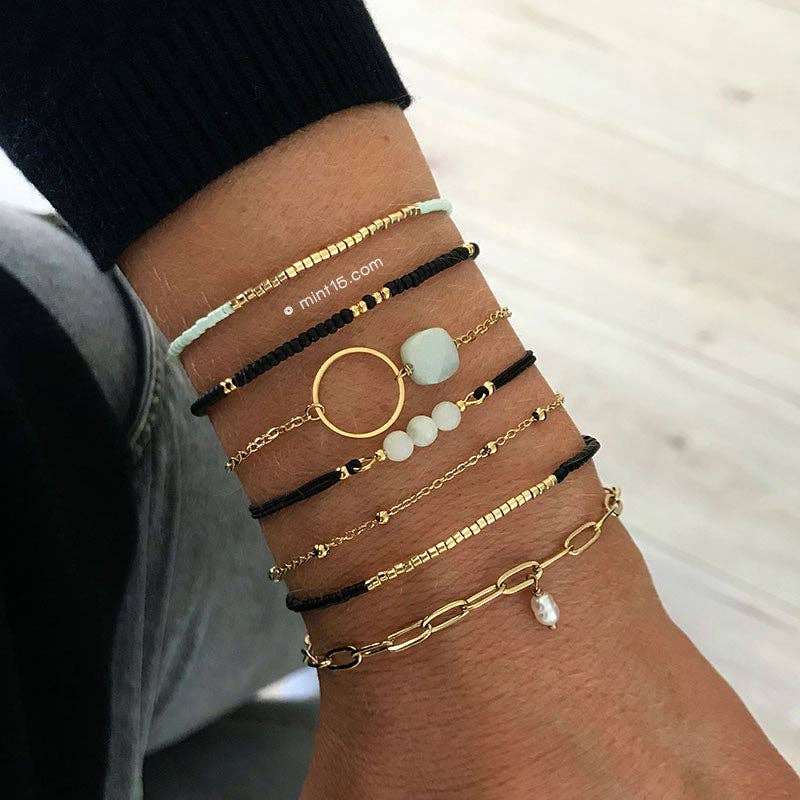 Mint15 - Wholesale Bedelarmbandje - Infinity armband - mint amazoniet1