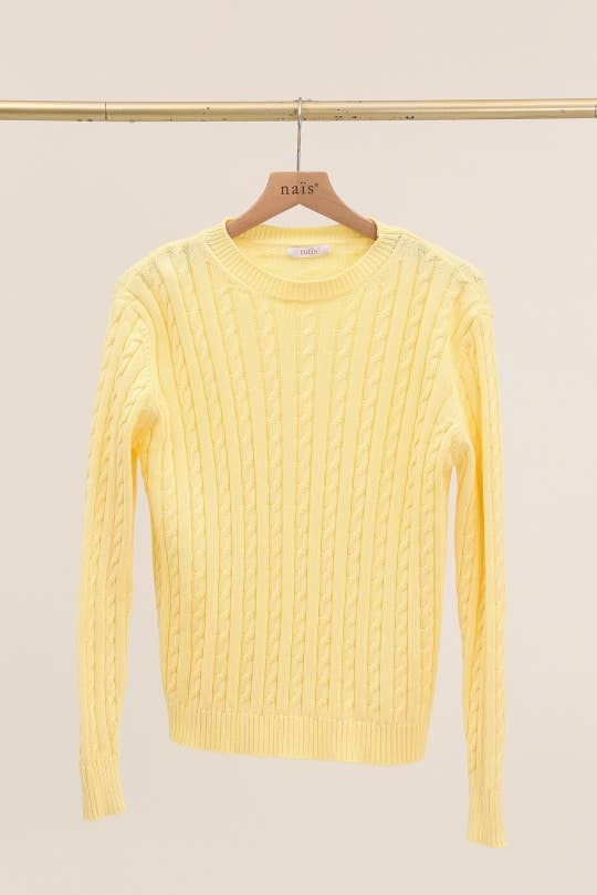 NAÏS PARIS – wholesale Pullovertröja - Dam – Tröja med rund hals och kabelstickning i 100 % bomull4