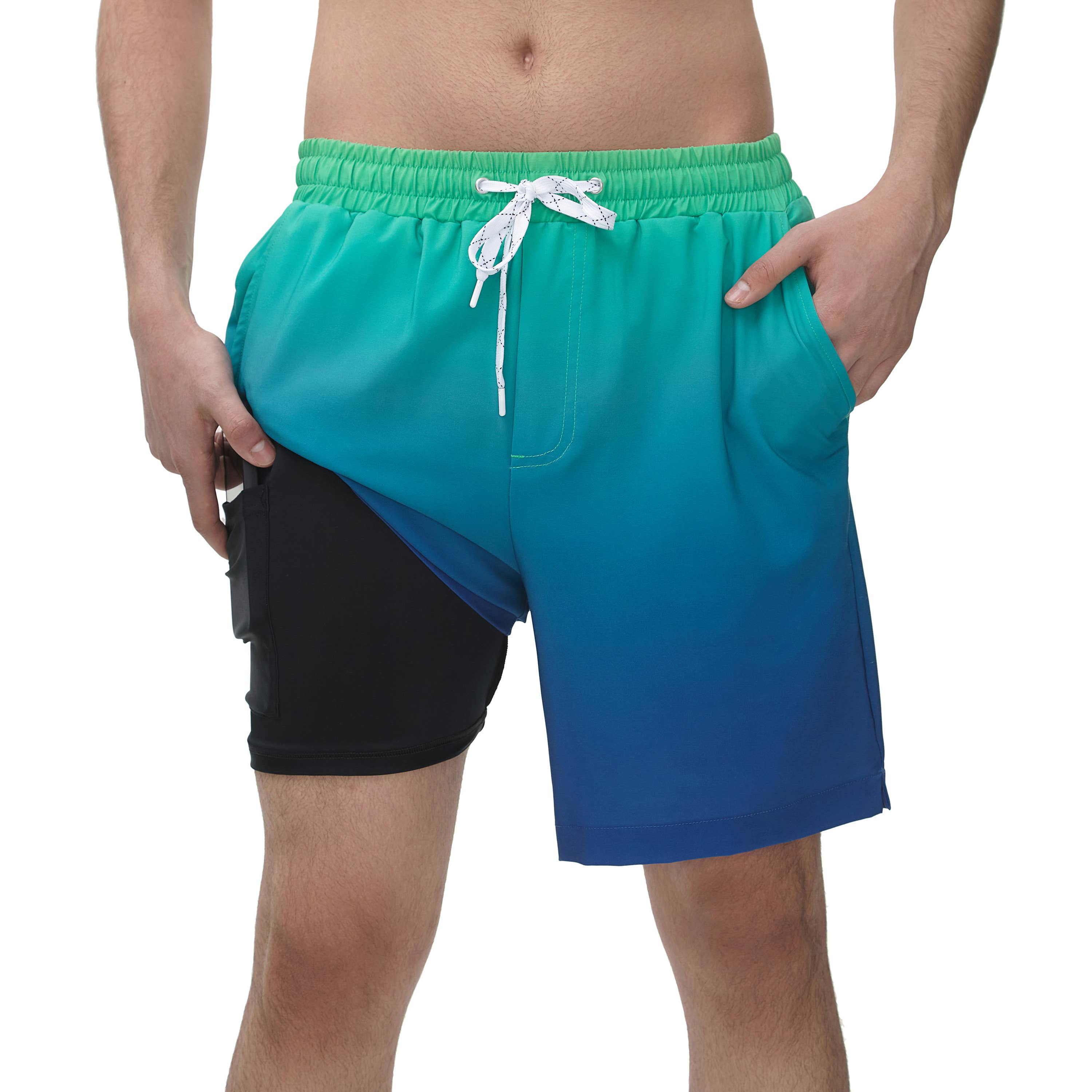 Rokka & Rolla - Wholesale Swim Shorts - Men's - Men's 7'' Stretch Swim Short with Compression Liner Swimwear0