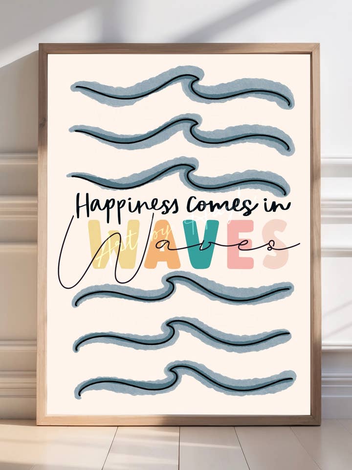 Happiness comes in waves print for wholesale by Art By Hayle