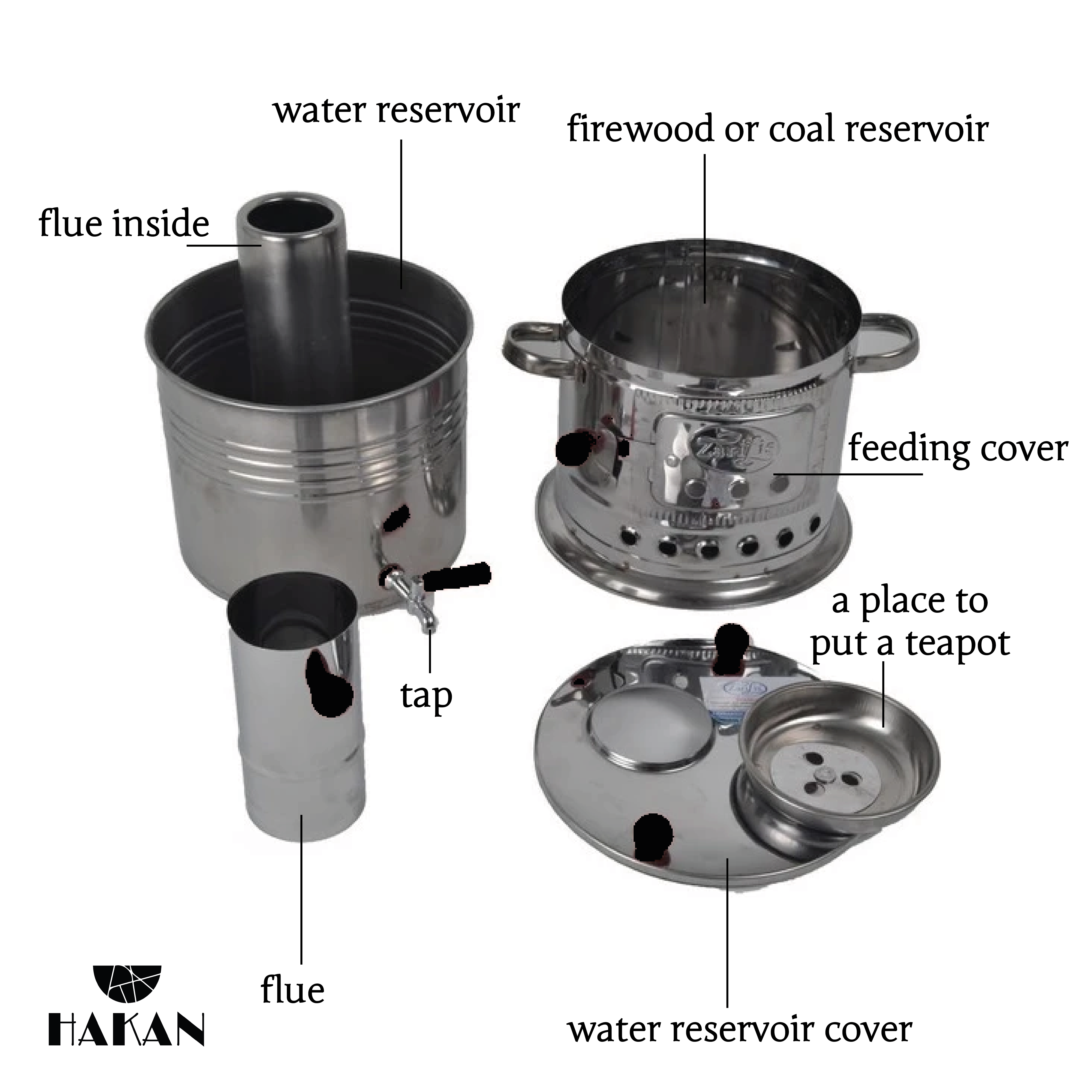 Hakan – wholesale Tea pot – Tinplate Samovar Tea Kettle for Outdoor, 135.2 oz (4 lt)4