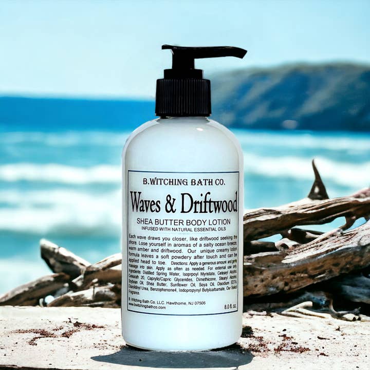 Waves & Driftwood Sheabutter Body Lotion 8oz. for wholesale by B. Witching Bath Co.