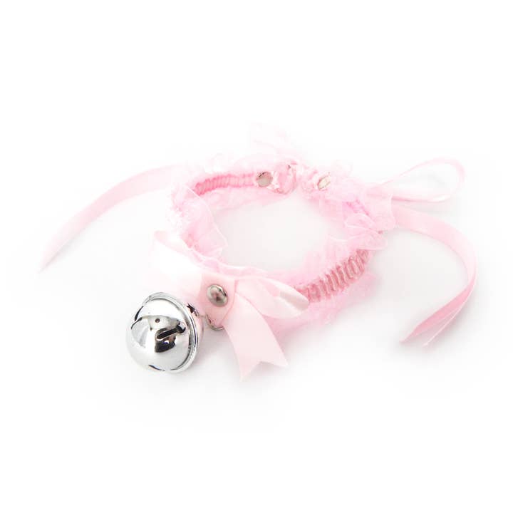 Pink Ruffled Bell 2-in-1 Choker/Garter - Pink Lace Collar for wholesale by 8th Sin