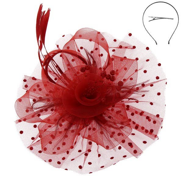 anbfashion – wholesale Fascinator-hatt - Dam – POLKA DOT MESH FASCINATOR HTH21803
