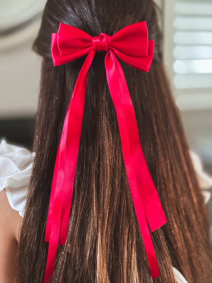 Nœud pour cheveux rouge classique pour filles pour la vente par A Little Lacey