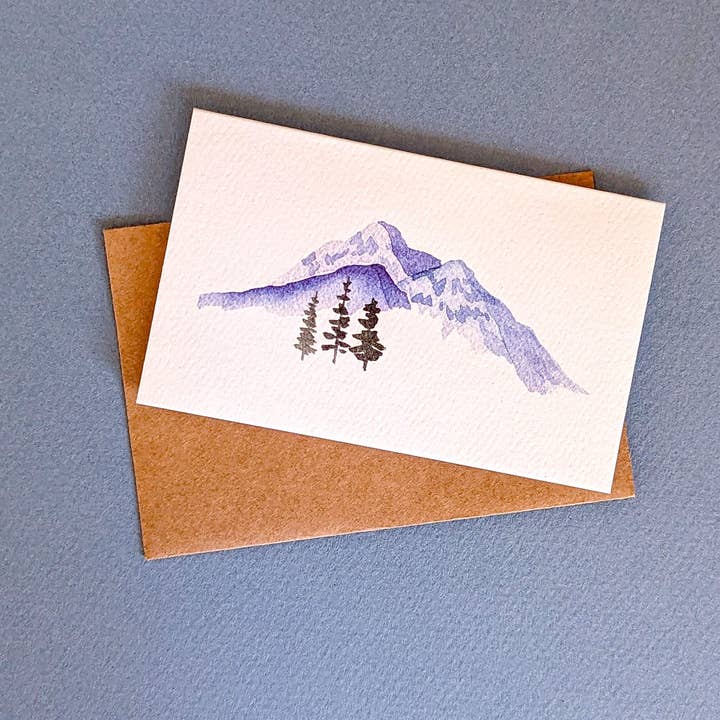 Watercolor Wednesday | Adventure Art & Stationery - Wholesale Everyday Greeting Card - Minimalist Mountain Landscape | Gift Mini Greeting Cards
