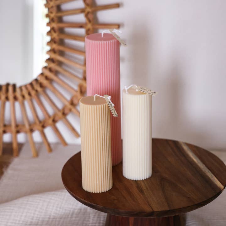 Niki Candle - Wholesale Pillar Candle - Ribbed block candle 15cm/22,5 cm - handmade4