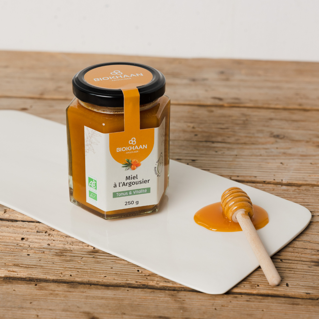 BIOKHAAN - Wholesale Honey - ORGANIC SEABUCKTHORN HONEY 250 GR / TONUS ET VITALITÉ2