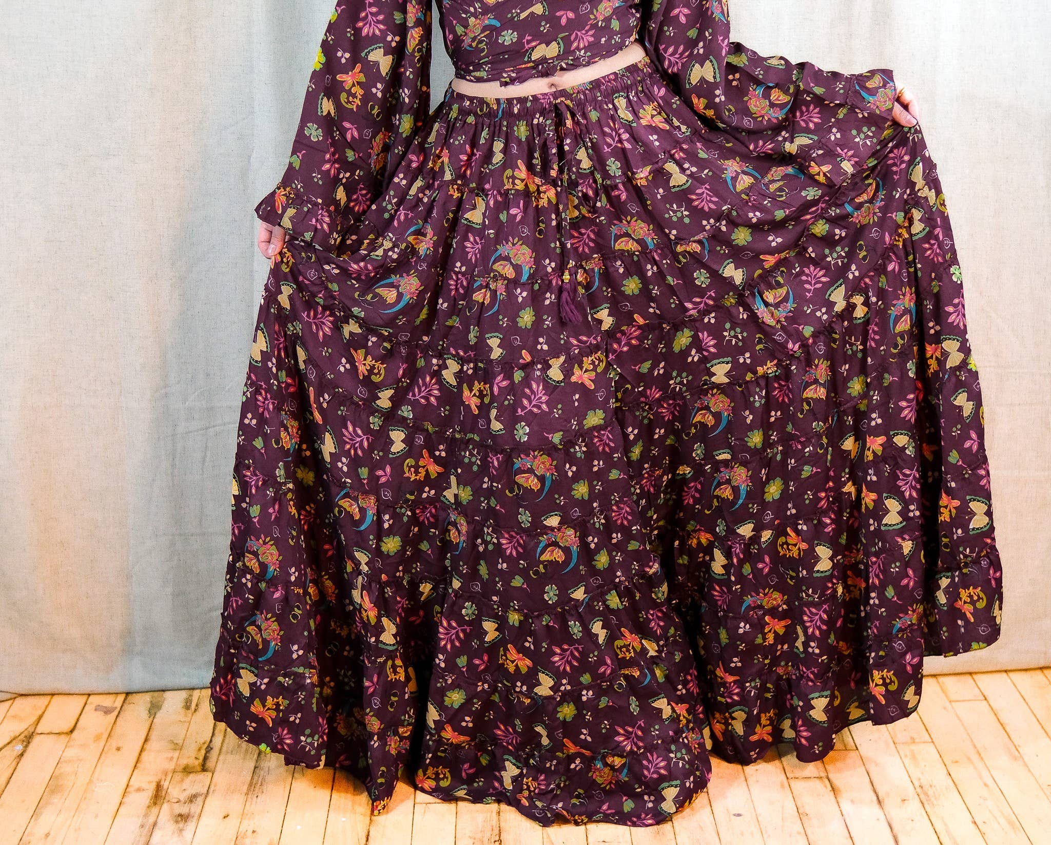 Karma Nepal Crafts - Wholesale Rok - Dames - Whimsy Celestial lange boho rok met volants5