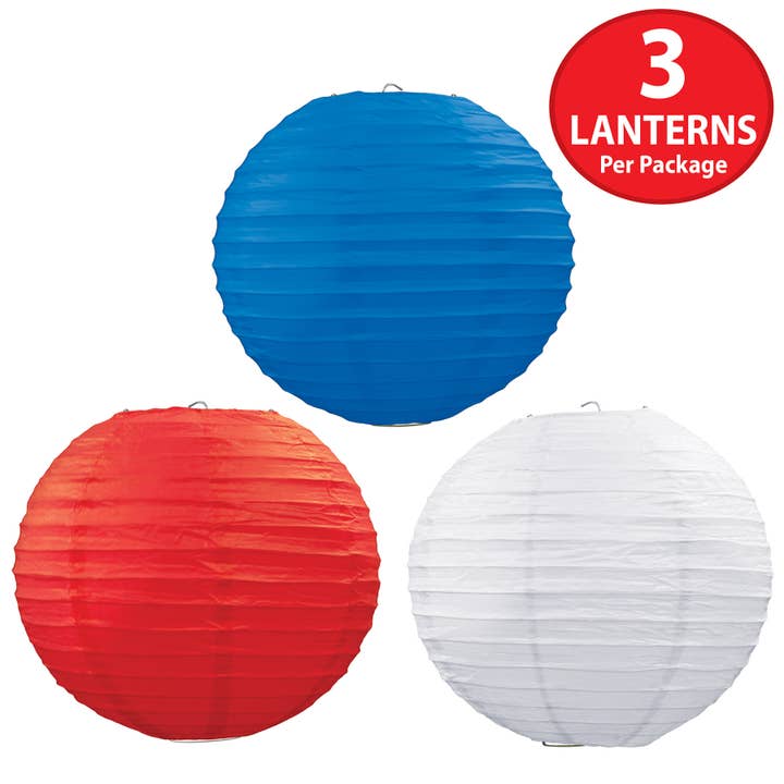 Beistle - Wholesale Lantern - Red, White and Blue Paper Lanterns, 3 per package4