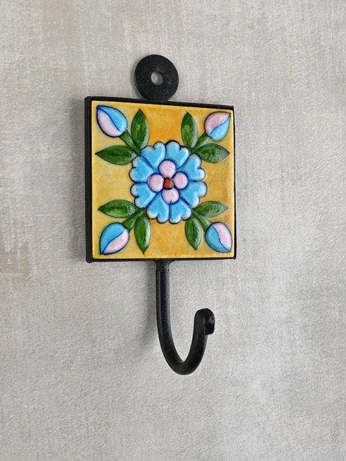 KNOBCO - Wholesale Wall Hook - Multicolor Square Shape Handmade Colorful Ceramic Coat Hook Towel Hook, Decorative Wall Hook, Coat Hanger Keys Hook, Embossed Hook9