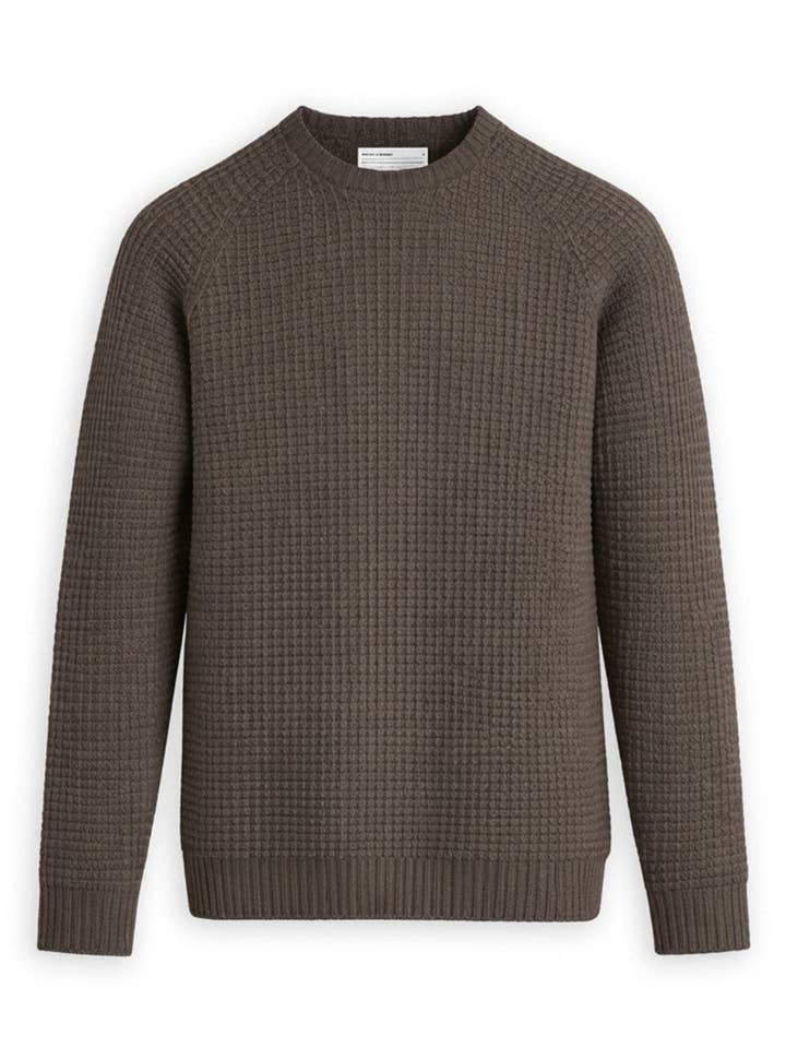 Herren Travel Merino leichter Waffel‑Rundhalspullover – Warmgrau für den Großhandel von Ministry Of Supply