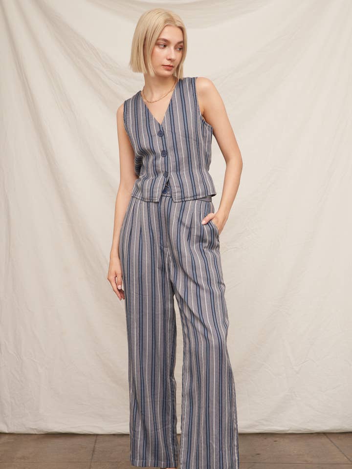 Pantalon à Rayures à Jambes Droites pour la vente par En Crème