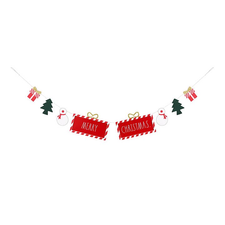 DesignStyles Home - Wholesale Bunting/Garland - Rae Dunn "Merry Christmas" Garland with Christmas Trees