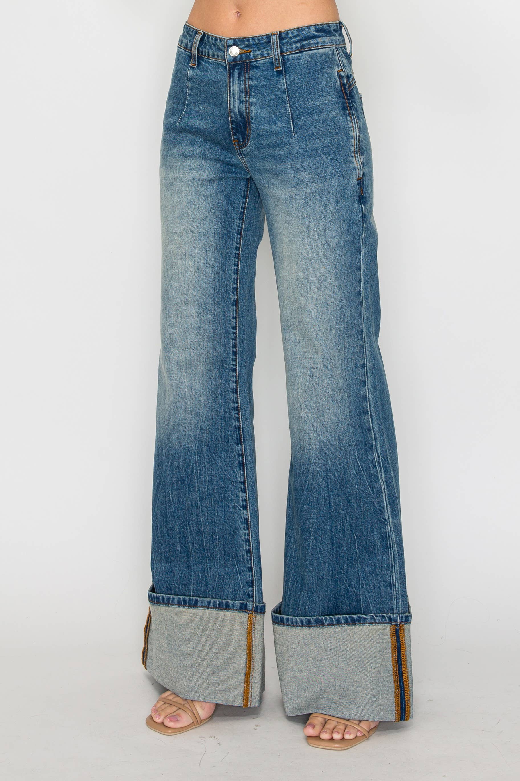 WISTERIA LANE - Wholesale Jeans - Women's - PREMIUM MID RISE CUFFED FULL LENGTH JEANS W2442PIA 3