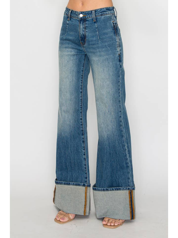 WISTERIA LANE - Wholesale Jeans - Women's - PREMIUM MID RISE CUFFED FULL LENGTH JEANS W2442PIA 3