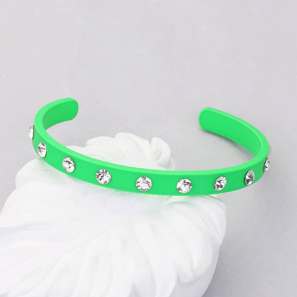 Sensibling Corp. - Wholesale Cuff Bracelet - Round Stone Embellished Colored Cuff Bracelet12