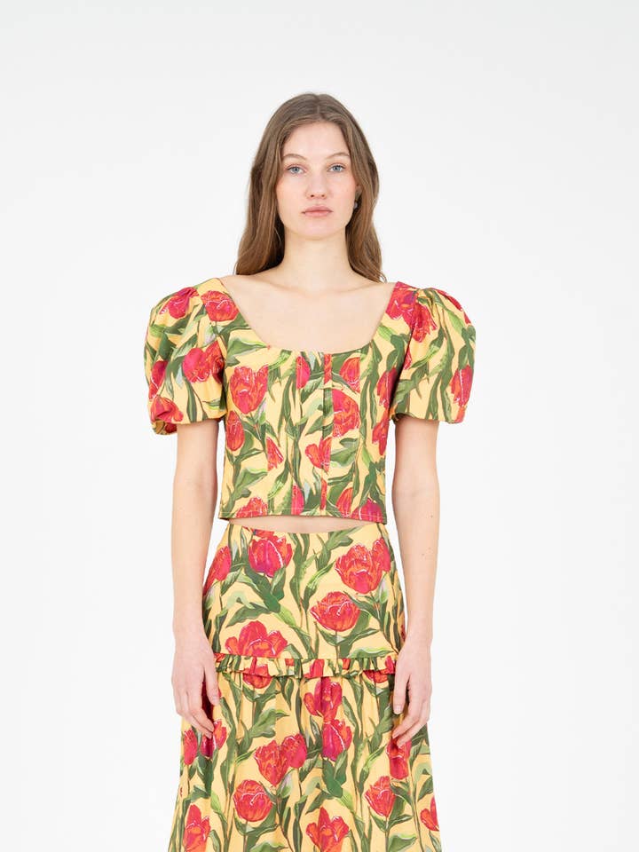 CARMEN SAYS – wholesale Blus - Dam – Zafira Gul Blommig Topp