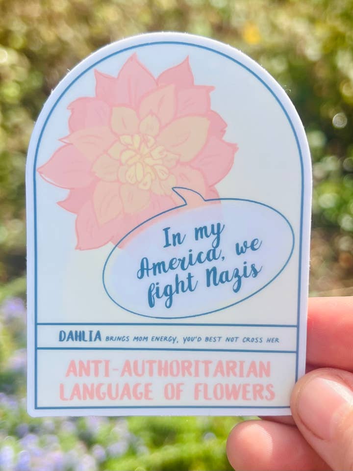 Autocollant Dahlia Anti-autoritaire pour la vente par Underbrush Art