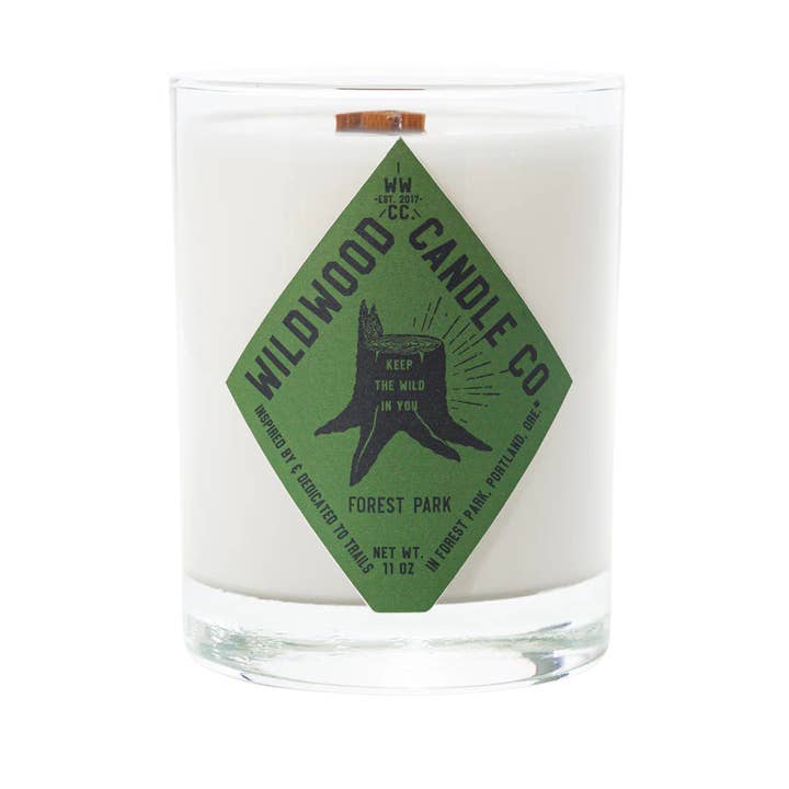 Wildwood Candle Co. - Wholesale Jar/Filled Candle - 11 oz Forest Park Soy Candle - Mint Oakmoss Amber