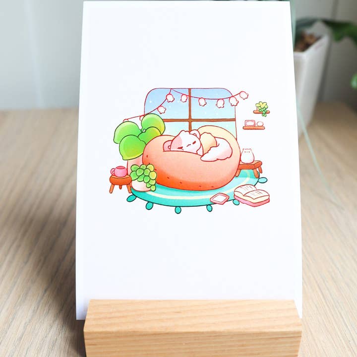 Cozy Cat Room Art Print for wholesale by Fuwuffle