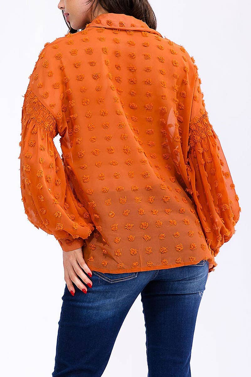 ROUSSEAU - Vente Chemise à col boutonné – femme - CHEMISIER À MANCHES LONGUES AVEC BOUTONS ET DÉTAILS À POIS SUISSES12