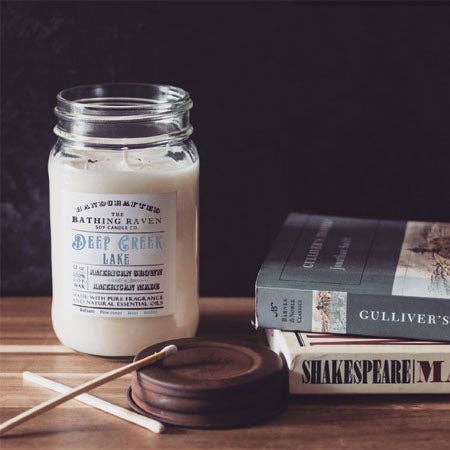 The Bathing Raven Candle Co. - Wholesale Jar/Filled Candle - Deep Creek Lake | Farmhouse Mason Collection Soy Candle3