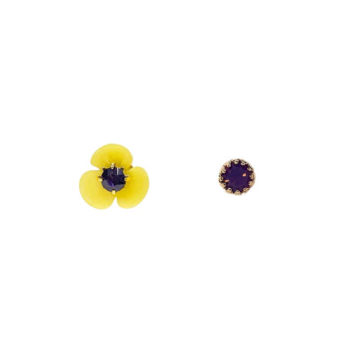 Three Petals Flower Mismatched Studs for wholesale by Artynkitsch