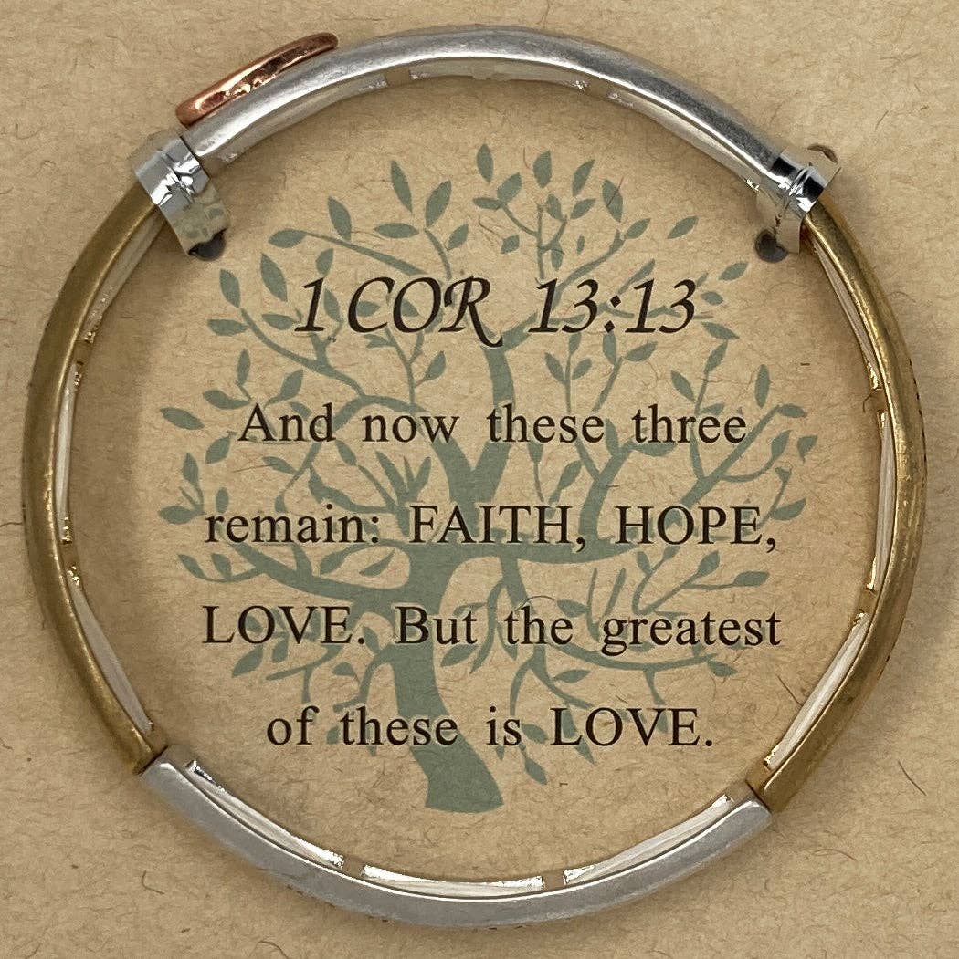 Lunar Deer – wholesale Bangle bracelet – 1 Corinthian 13:13 Faith Hope Love Stretch Bracelet1