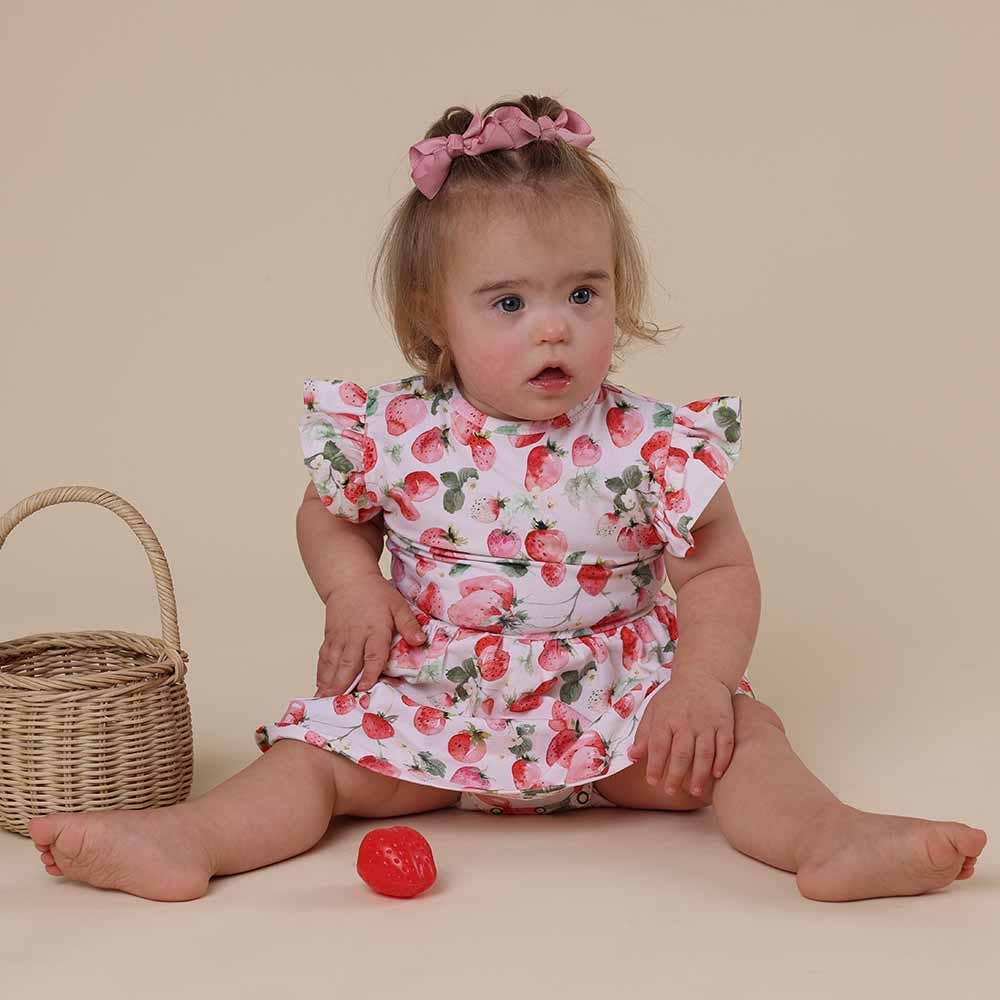 Snuggle Hunny - Wholesale Dress – Baby - Strawberry Short Sleeve Organic Dress8