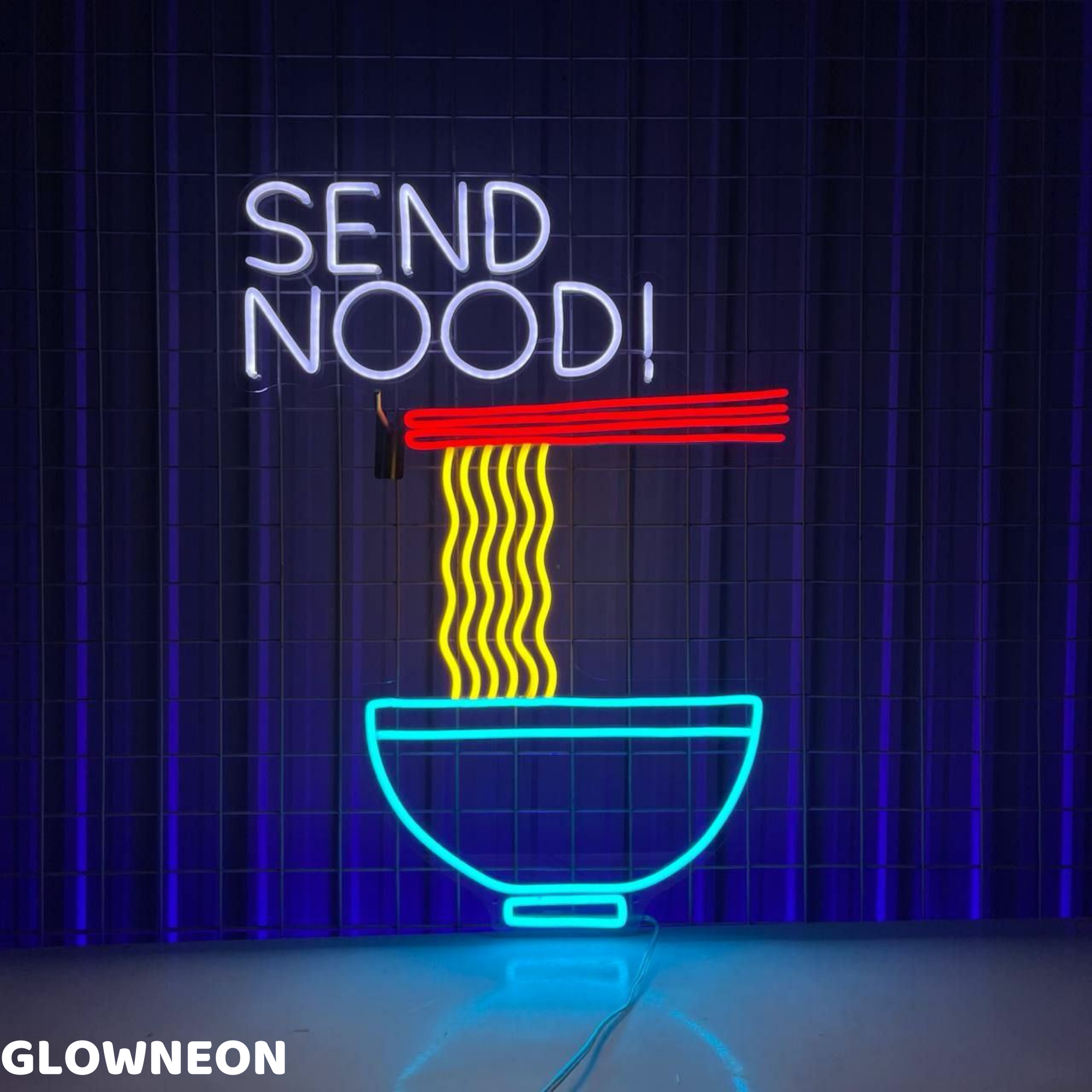 Glow Neon - Vente Enseignes néon - Panneau au néon Send Nood, panneau LED Noodles Ramen, panneau alimentaire japonais0