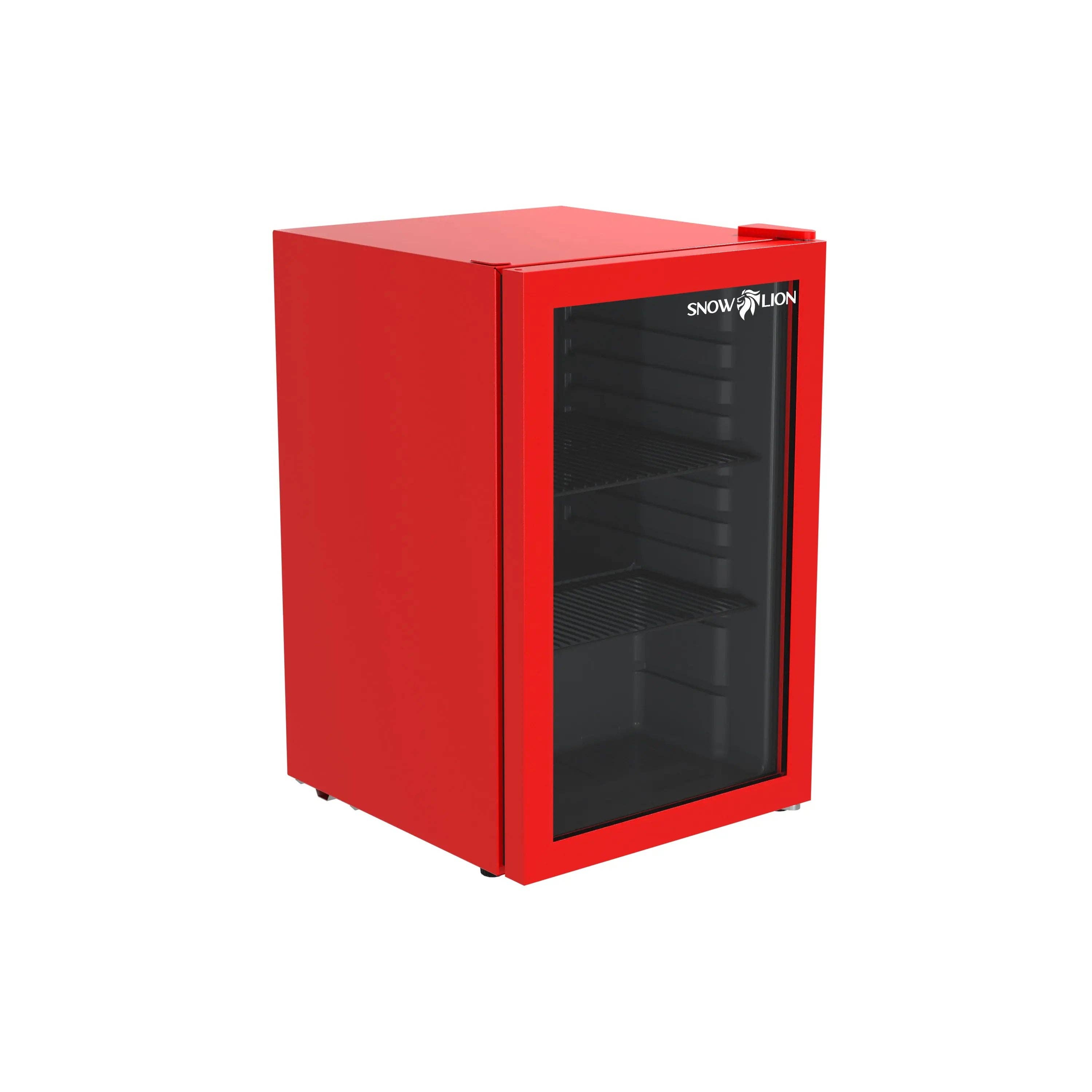 Promounts – wholesale Portable/mini fridge – SnowLion Premium 69L Beverage Refrigerator 2.4 Cu.ft. Freestanding Mini Fridge With Glass Door in Red (OSFG016-RL)6