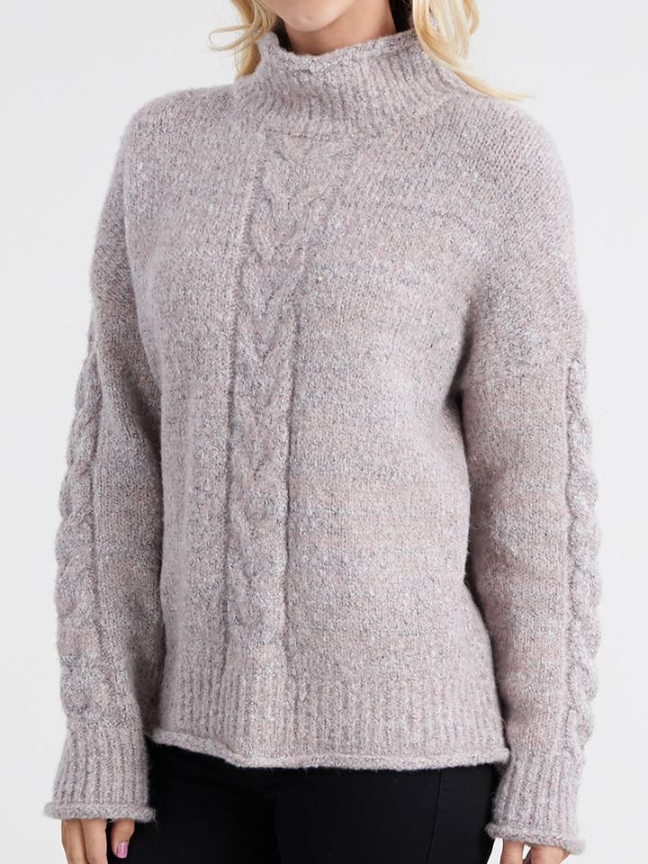 Pull col roulé en câble Marl CLR-OUT20750 pour la vente par Oceanus Apparel