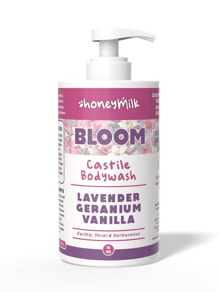 BLOOM (Lavendel, Geranium & Vanilje) Castile Body Wash for engroshandel hos HoneyMilk