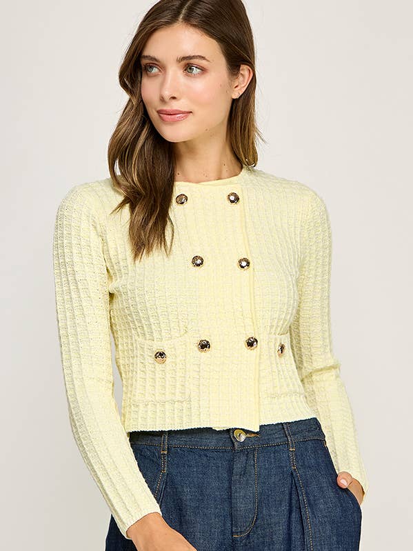 BUTTON DETAIL KNIT CARDIGAN for wholesale by Miss Love