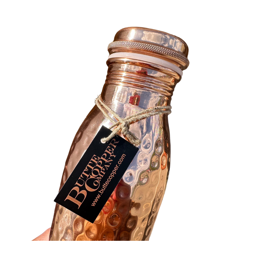 Butte Copper Company - Wholesale Water Bottle - Shiny Hammered Copper Water Bottle 34oz.5