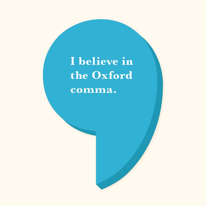 Oxford Comma Sticker for wholesale by Forage and Roam Design Co., LLC