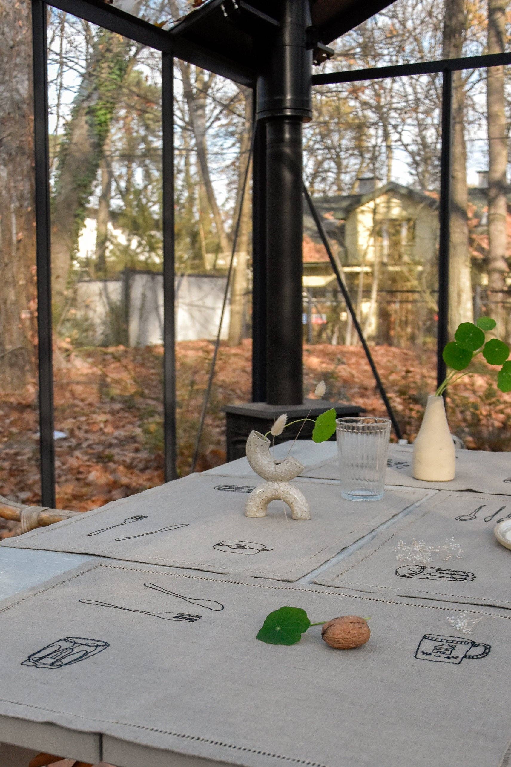 À bientôt - Vente Sets de table - Set de table en lin biologique Petit Dej en noir4