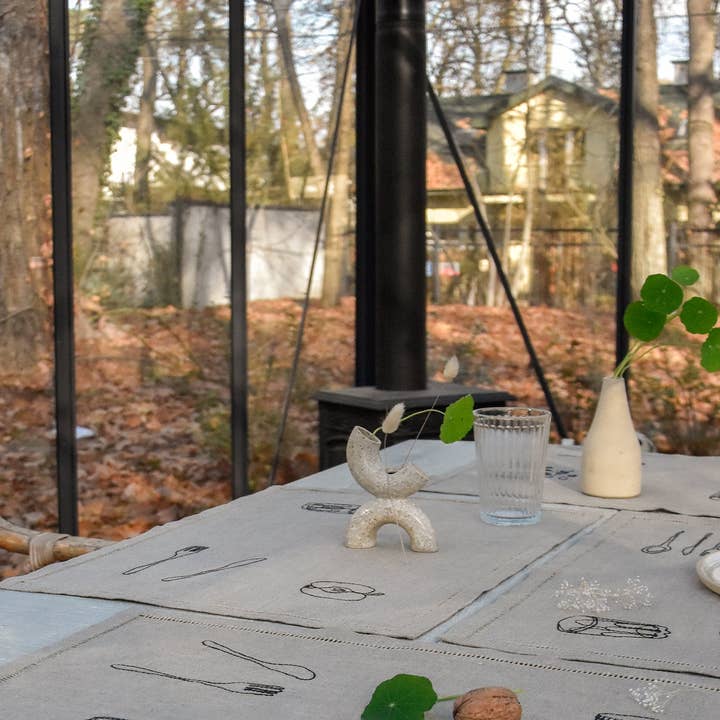 À bientôt - Vendita all'ingrosso Tovagliette - Tovaglietta in lino biologico Petit Dej nera4